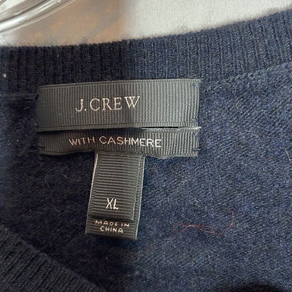 J. Crew Cashmere Wool Blend Embellished Navy Long Sleeve Sweater. Size XL. - Picture 4 of 7